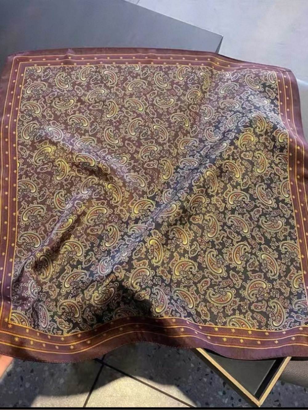 100% silk scarf bandana paisley diagonal split
